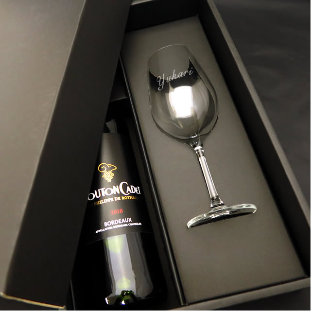 【追加用】単品グラスセット(ワイングラス) - お祝いに彫刻されたお酒やグラスのプレゼント｜名入れ酒